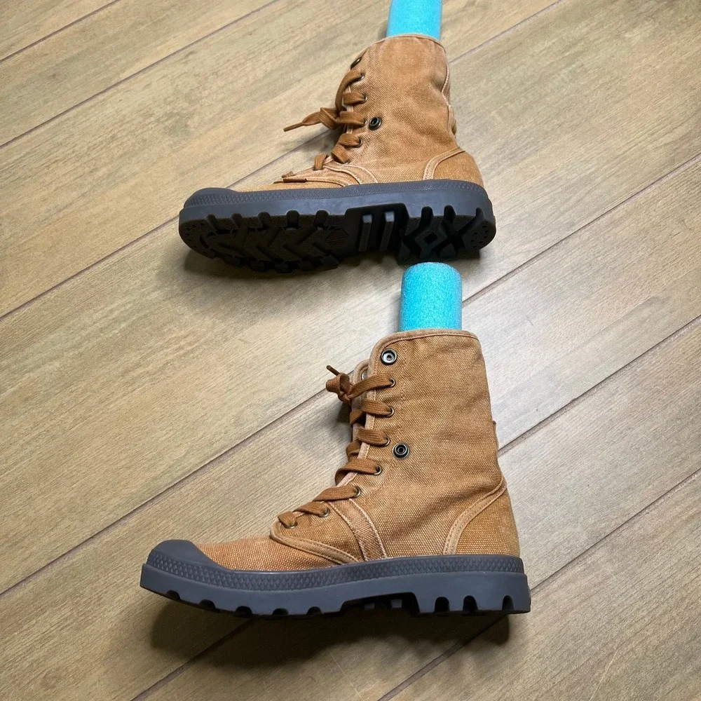 Palladium‎ Pampa Hi Boots Mens 7.5 Brown 02478-251-M Canvas Lug Sole Combat